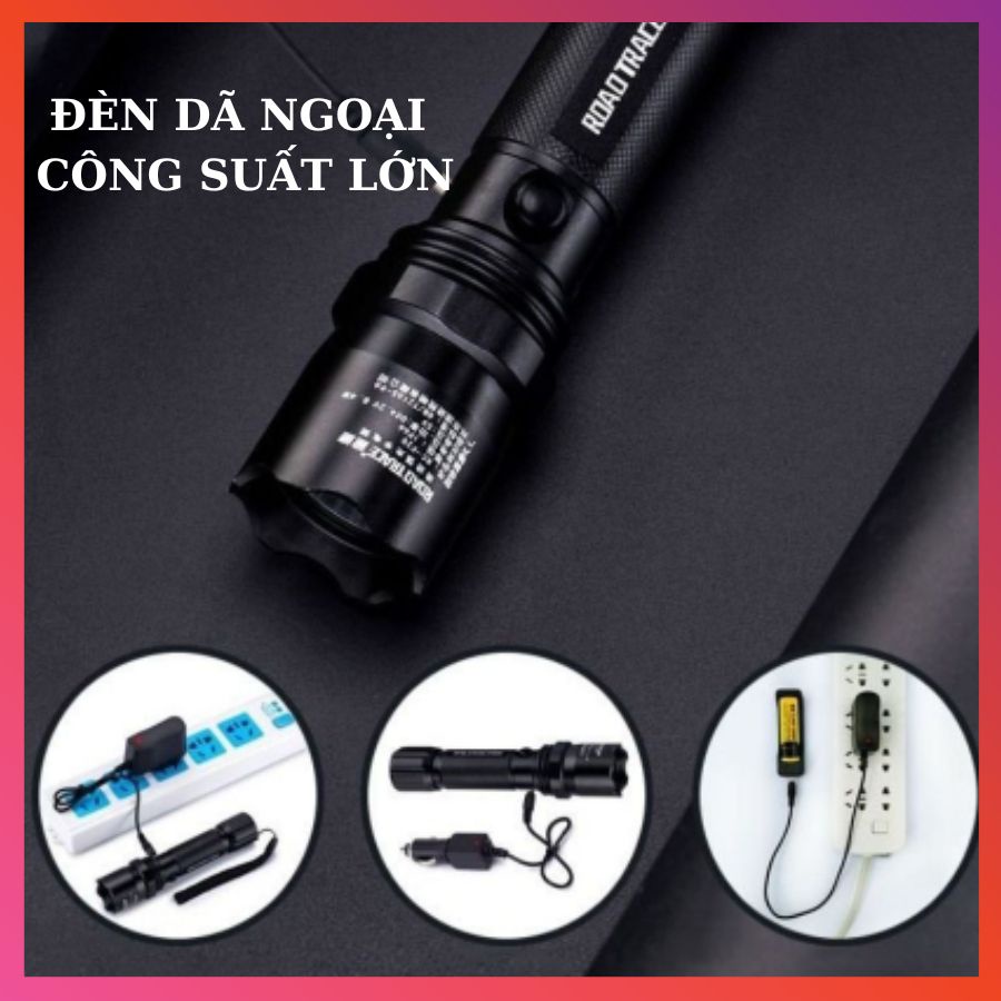 Đèn pin dã ngoại, công suất lớn, chống thấm nước, có thể sạc