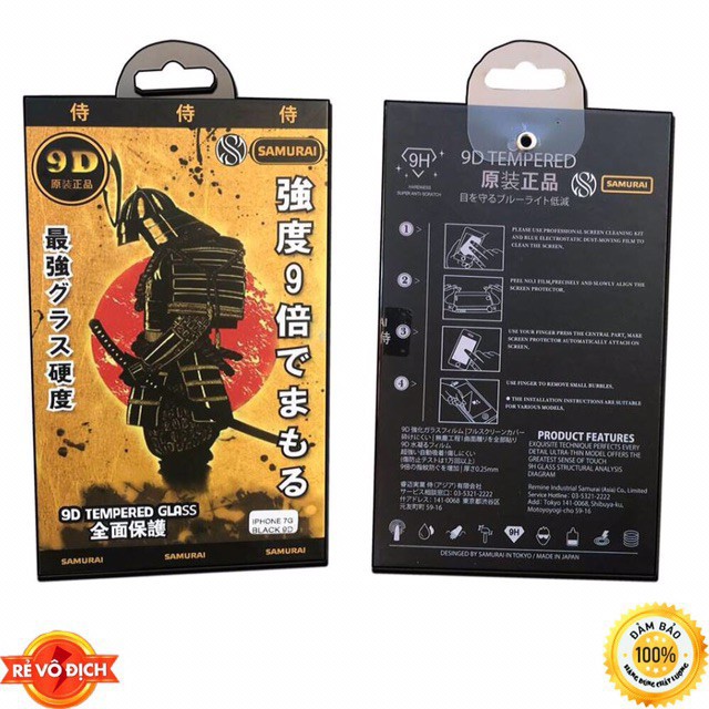 [ Kính cường lực 9D hãng Samurai số 1 Nhật Bản IPhone 6-6+;7,7+;8,8+; X; Xsmax ]