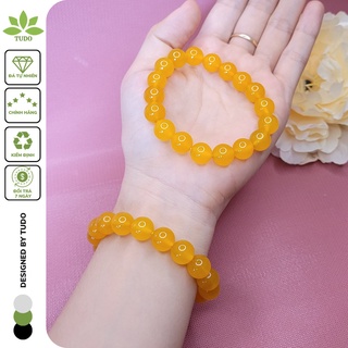 Vòng tay đá mn vàng hạt tròn trơn 6li, 8li, 10li tudo vdmnv