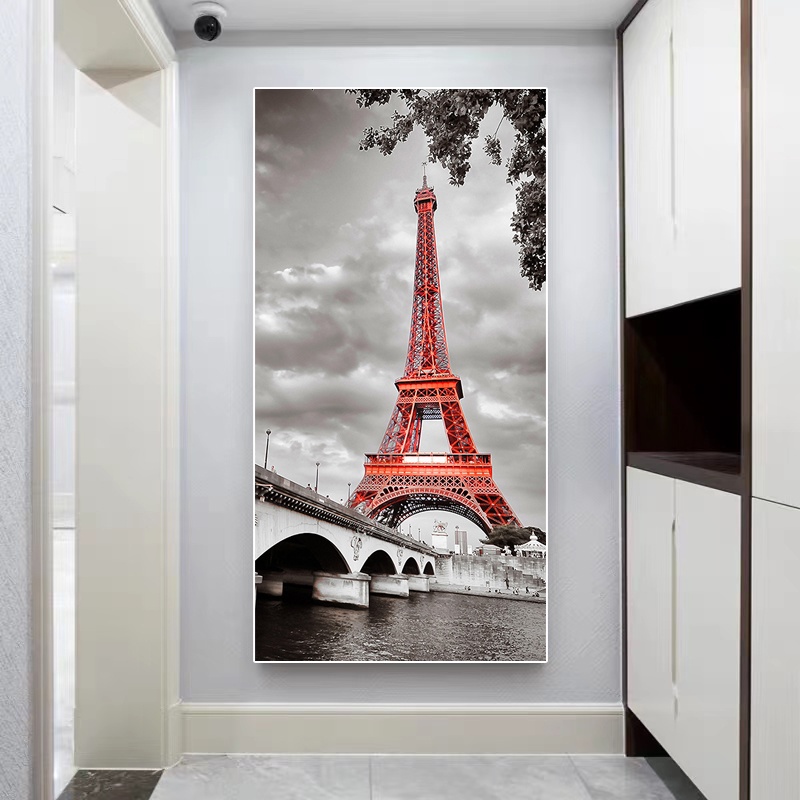 Tranh Vải Bạt Treo Tường In Hình Phong Cảnh Tháp eiffel Hiện Đại Trang Trí Nhà Cửa