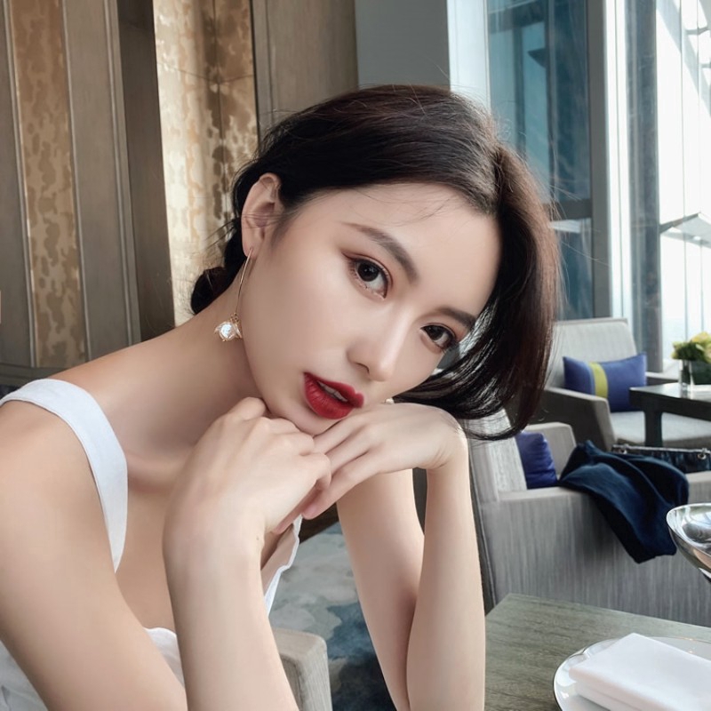 Khuyên tai nữ hình chữ U đính ngọc thời trang Hàn