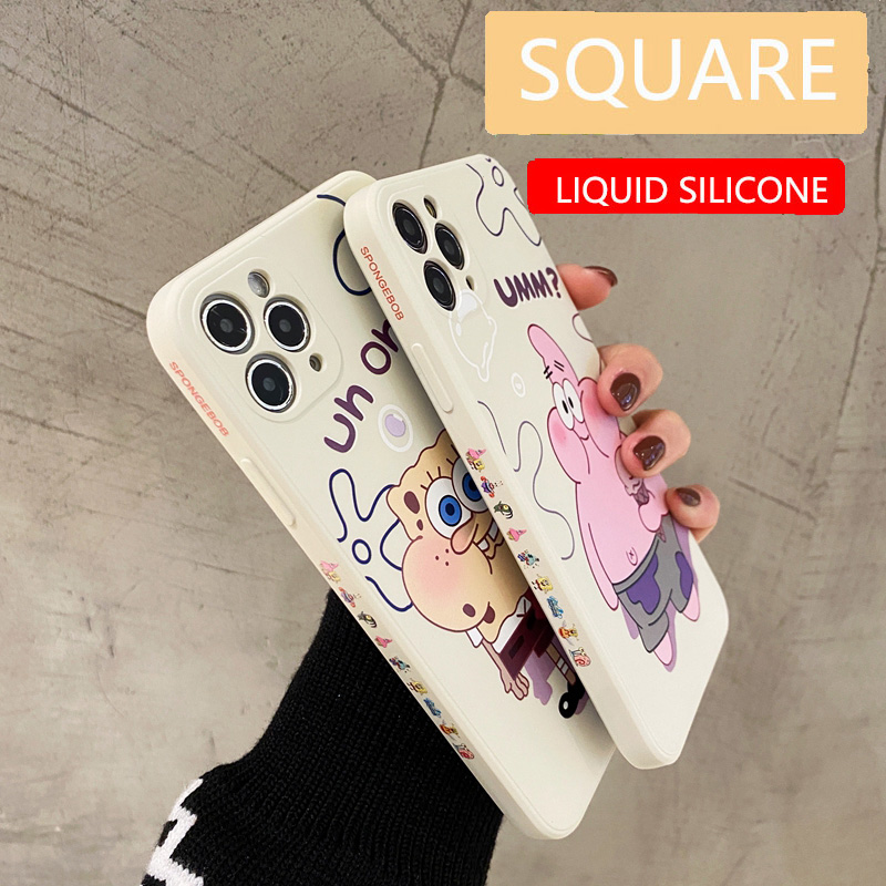 Cartoon SpongeBob Couple Phone Case For VIVO Y20 Y20S Y12S Y20i X50 X30 Z1 Pro X27 IQOO Neo3 S1 V9 Y85 V11i Cute SpongeBob Square Skin Feel Liquid Silicone Soft Back Cover