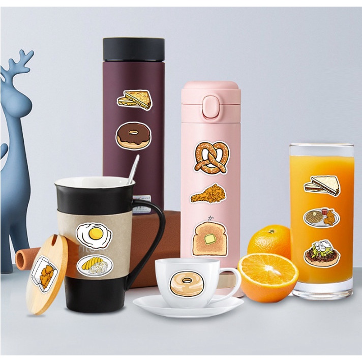 100 Sticker/thức ăn nhanh cute chống nước dán laptop, hình dán mũ bảo hiểm, dán xe, điện thoại, vali st105