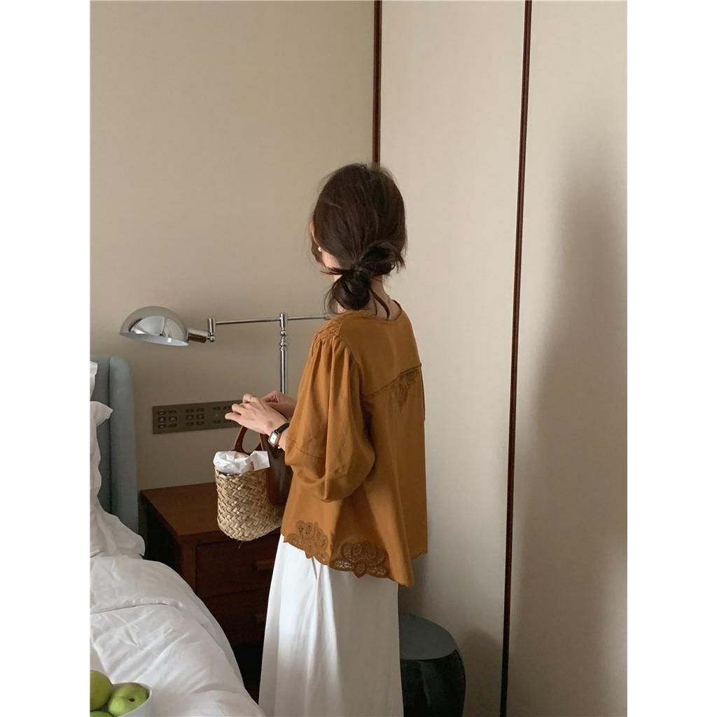 Áo Cardigan Cotton Lanh Cao Cấp Ngắn Tay Thêu Hoa Phong Cách Hàn Quốc 2 Màu 53922