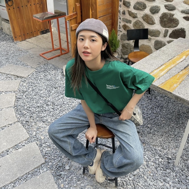 Áo Thun Tay Lỡ Unisex LEVENTS POPULAR màu XANH LÁ /Nam nữ unisex/ Áo phông cổ tròn form rộng Jaystoree