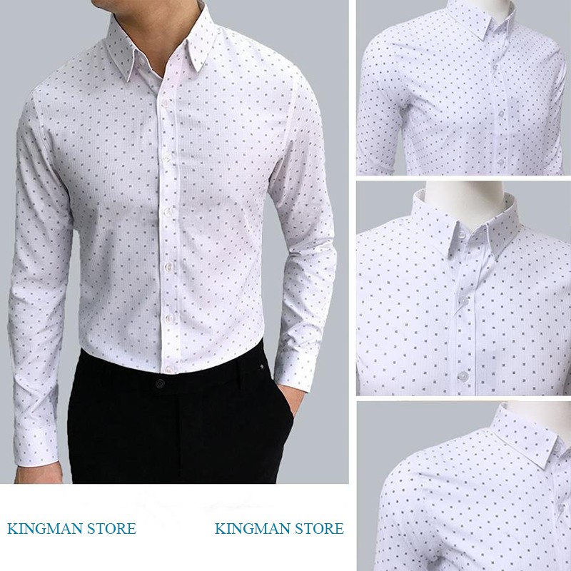 Áo Sơ Mi Nam Hoạ Tiết Chấm Bi, Áo Sơ Mi Nam Công Sở Cao Cấp Không Nhăn Không Phai Màu Hàng VNXK - KINGMAN STORE | BigBuy360 - bigbuy360.vn