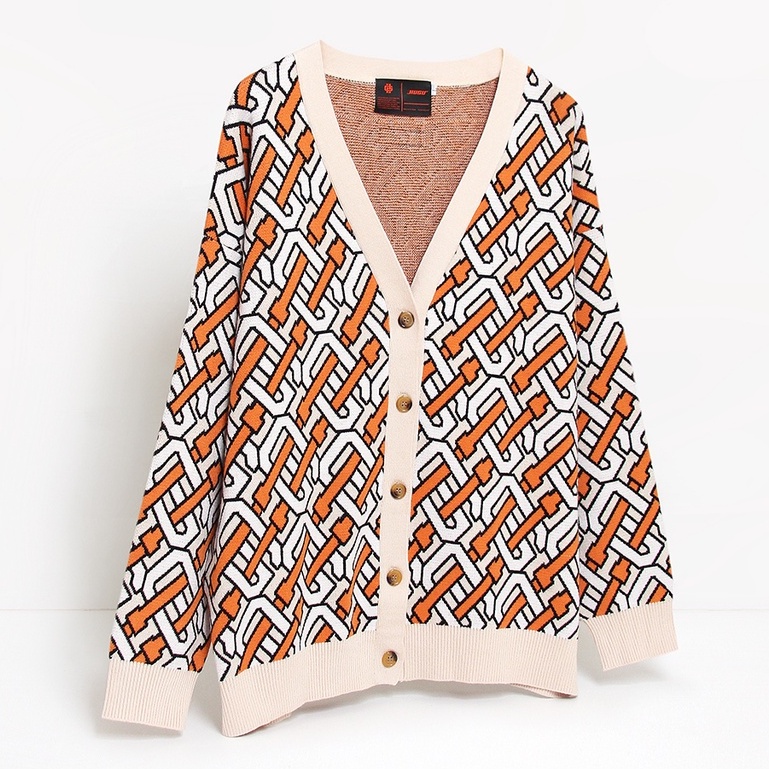 Áo khoác len HUGU - Monogram cardigan orange - vải len mềm mịn - unisex