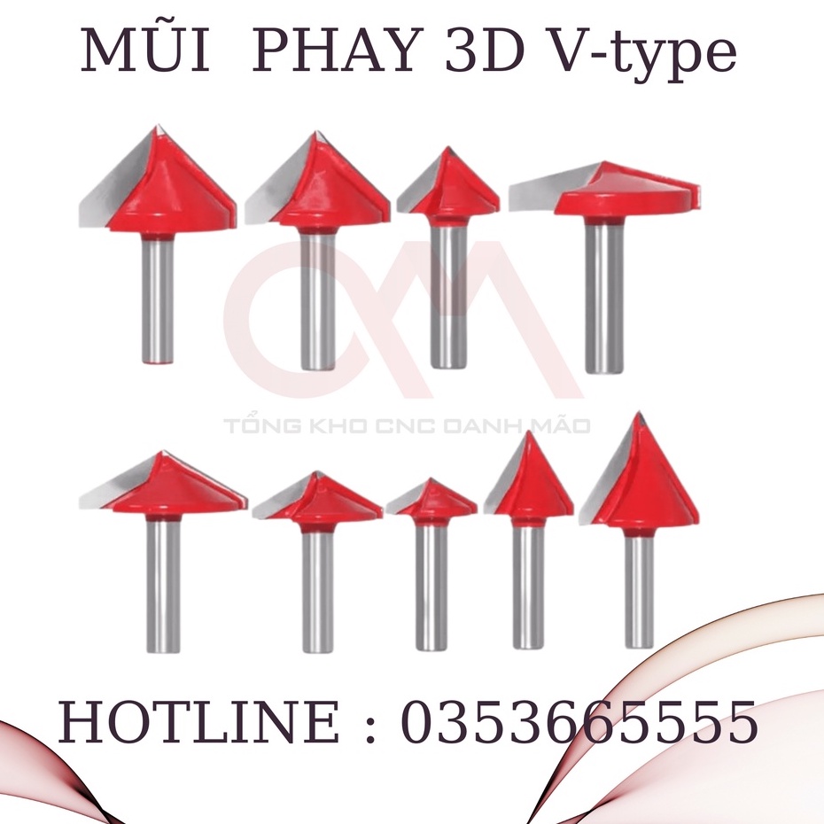 Mũi phay 45 độ, 60 độ, 90 độ, 120 độ, mũi bào mặt phẳng mũi soi ghép ván, mũi phay huỳnh, mũi router cốt 6