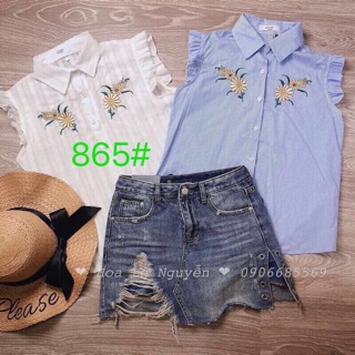 G01. 865. áo sơ mi thêu hoa ngực