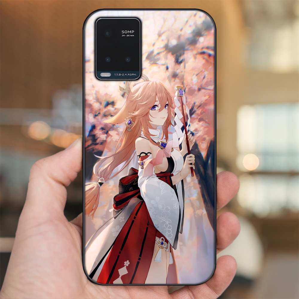 Ốp lưng Vivo Y21s, Y33s viền đen in hình Yae Miko Genshin Impact