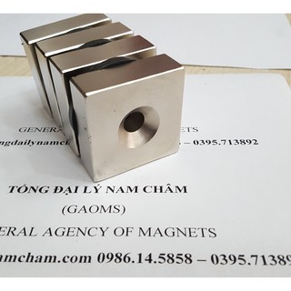 Nam châm 45x45x15mm siêu mạnh có lỗ