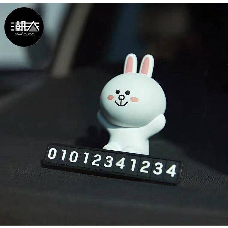 Bảng Ghi Số Điện Thoại Gấu Brown, Thỏ Coni，Vịt Sally 3D Dễ Thương Đặt Taplo Ô Tô