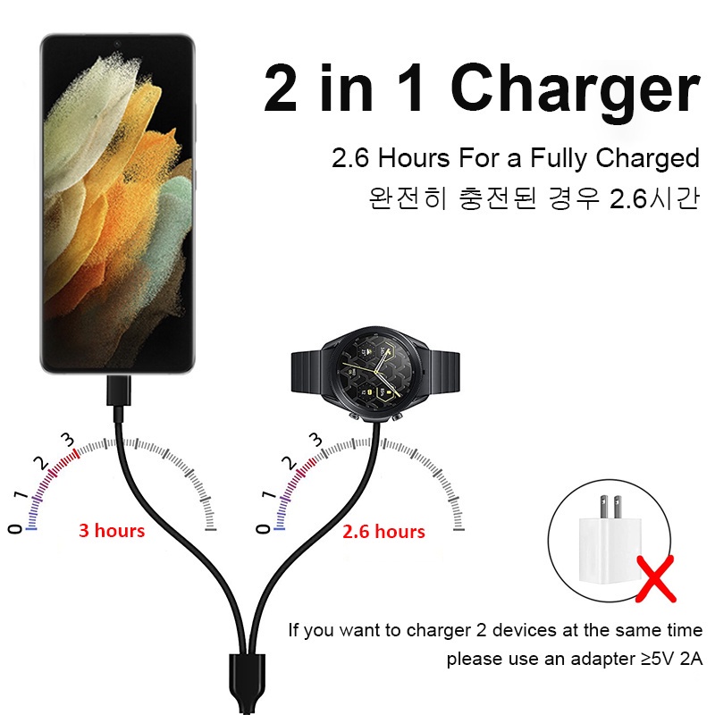 Đế Sạc Từ Tính 2 Trong 1 Cho Đồng Hồ Samsung Galaxy Watch 4 Classic / 3 / Active 2 Samsung S21 / S20