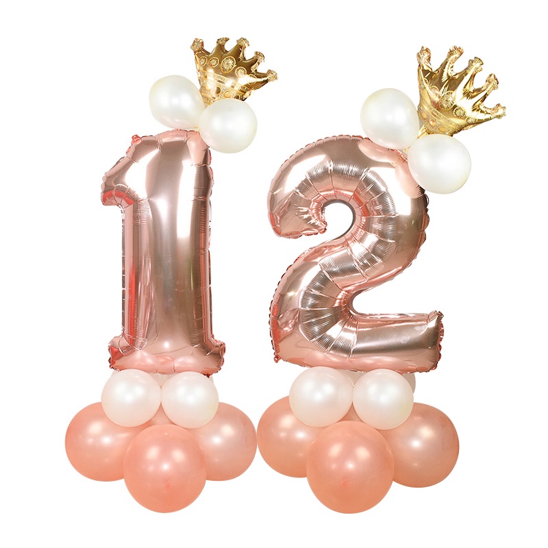 Set 14 Bong Bóng Lá Nhôm 32 inch Hình Chữ Số Dùng Trang Trí Tiệc Sinh Nhật