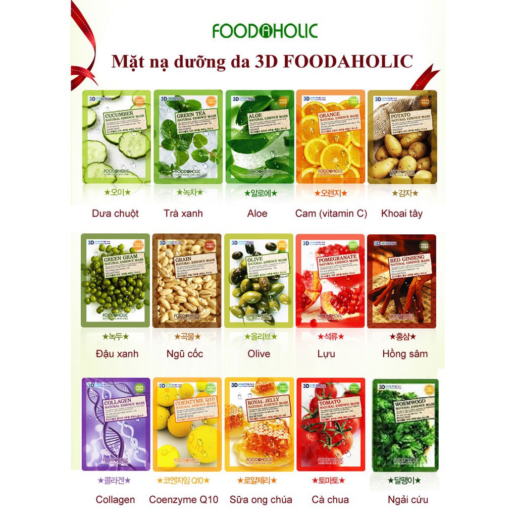 Mặt Nạ 3D Foodaholic Hàn Quốc 10 Miếng/Gó