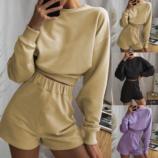 Áo Croptop Tay Dài Màu Trơn Thiết Kế Đơn Giản Cho Phái Nữ
