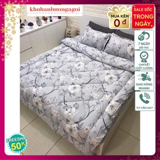 Siêu rẻ Bộ Chăn Phao Ga Gối POLY set 4 món DÂY HOA BẠC