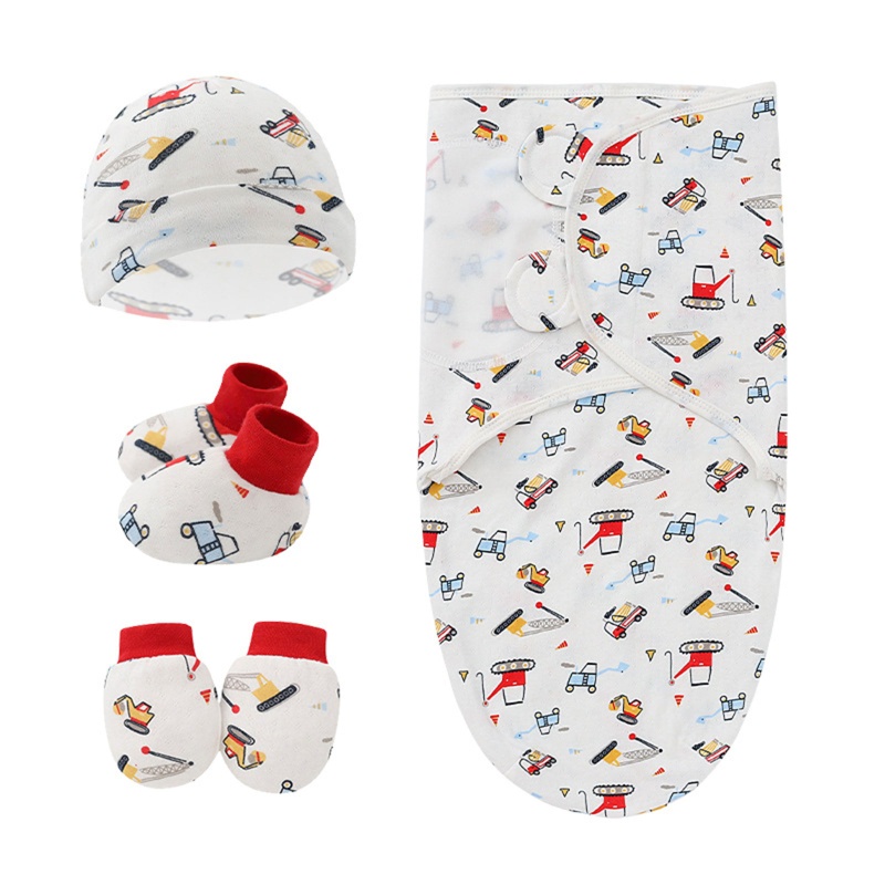 Chăn Quấn + Nón + Vớ Cotton Dễ Thương Cho Bé