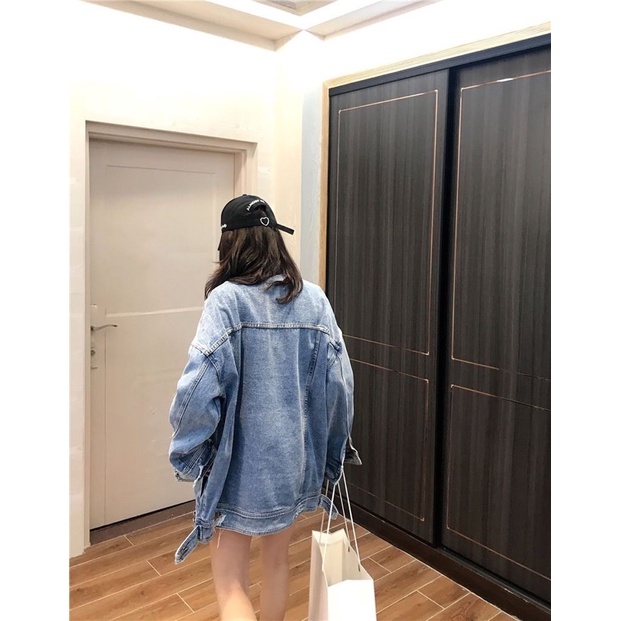 ÁO KHOÁC JEAN XANH DÀI TAY FORM RỘNG