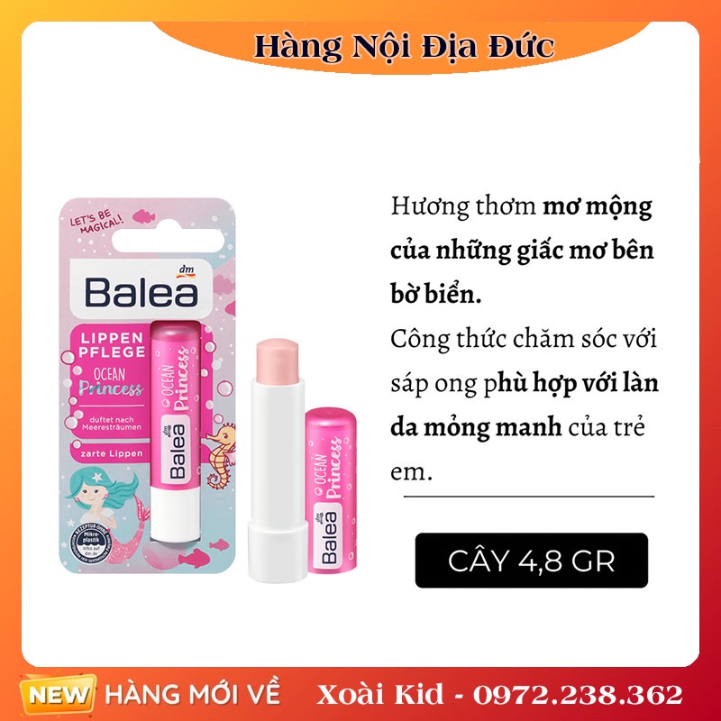 Bộ Dầu gội xả, sữa tắm gội, xịt dưỡng tóc Balea 2in1 Ocean Princess cho bé gái 200ML- Nội địa Đức Đủ Bill