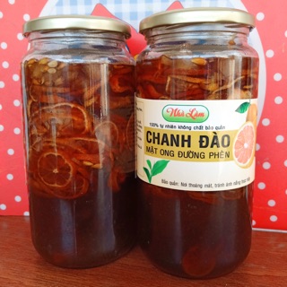 1 hũ chanh đào ngâm mật ong đường phèn 1 lít
