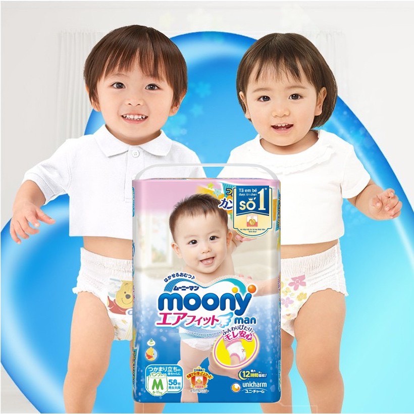 Tã Dán/Quần Moony Nhật Bản Cho Bé Yêu Đủ Size NB90 I S84 I M64 I M58 I L54 I L44 I XL38 I XXL26