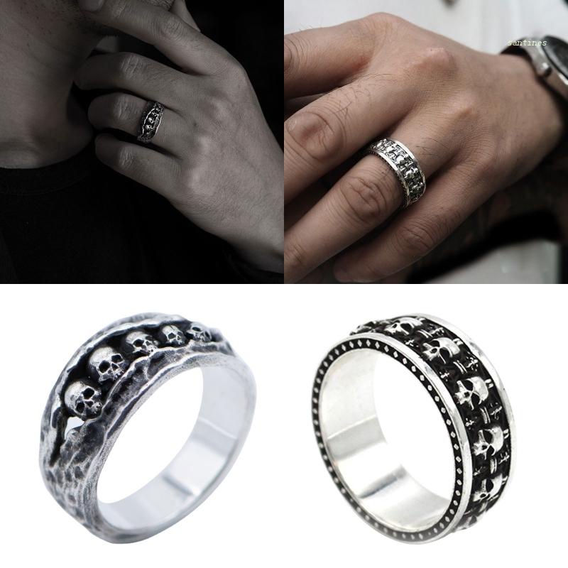 Nhẫn Hình Đầu Lâu Có Thể Điều Chỉnh Kích Cỡ Phong Cách Gothic Punk