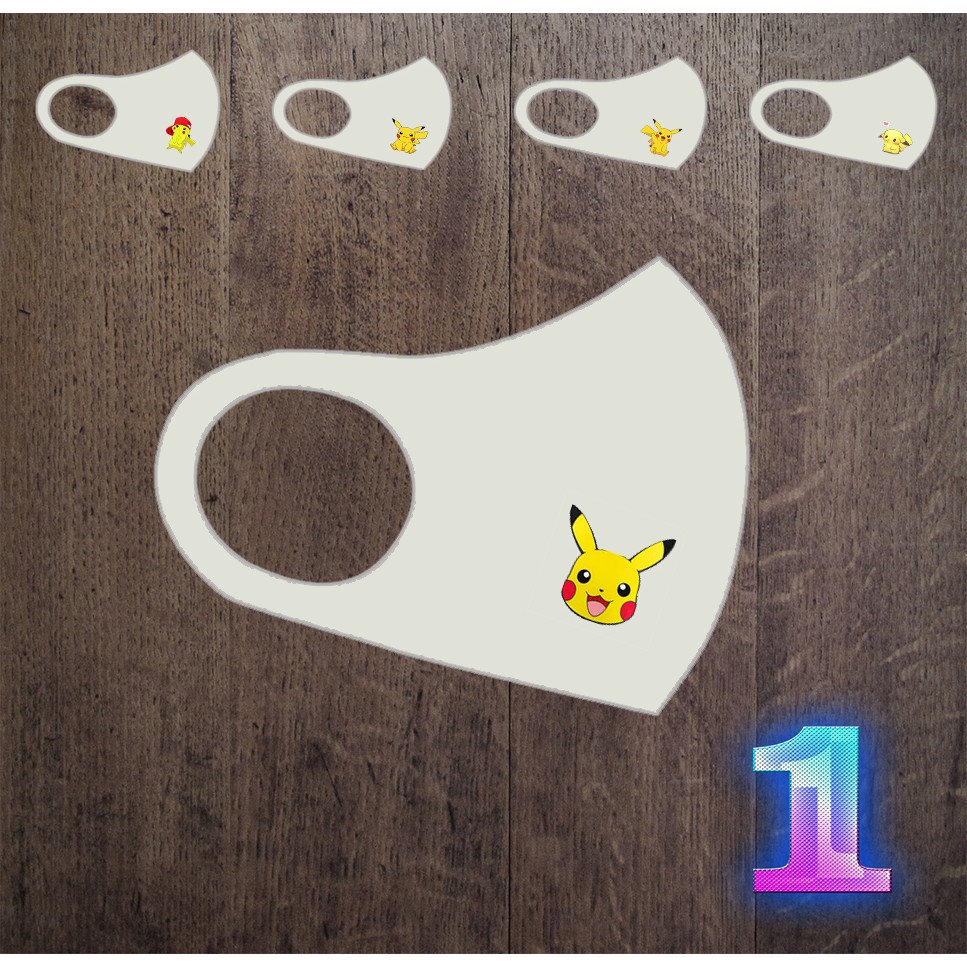 Pikachu - Khau Trang Hình Pikachu - Vải 2 Lớp Kháng Khuẩn Chống Bụi Mịn