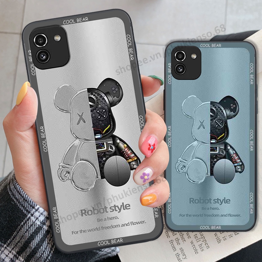 Ốp lưng điện thoại Samsung A03 in hình gấu bear, kaws, doremon thời trang, ốp lưng cao cấp chất lượng