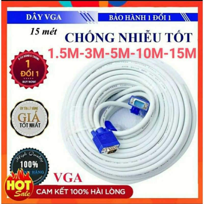 [Hàng xịn]Dây VGA Lõi Đồng 1.5m 3m 5m 10m hàng chuẩn 3+4 chất lượng cao-cáp 2 đầu VGA đực xịn tốt chống nhiễu