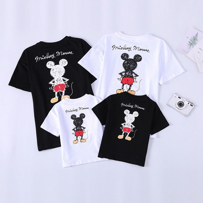 Áo thun ngắn tay in họa tiết chuột Mickey thời trang Hàn Quốc cho gia đình