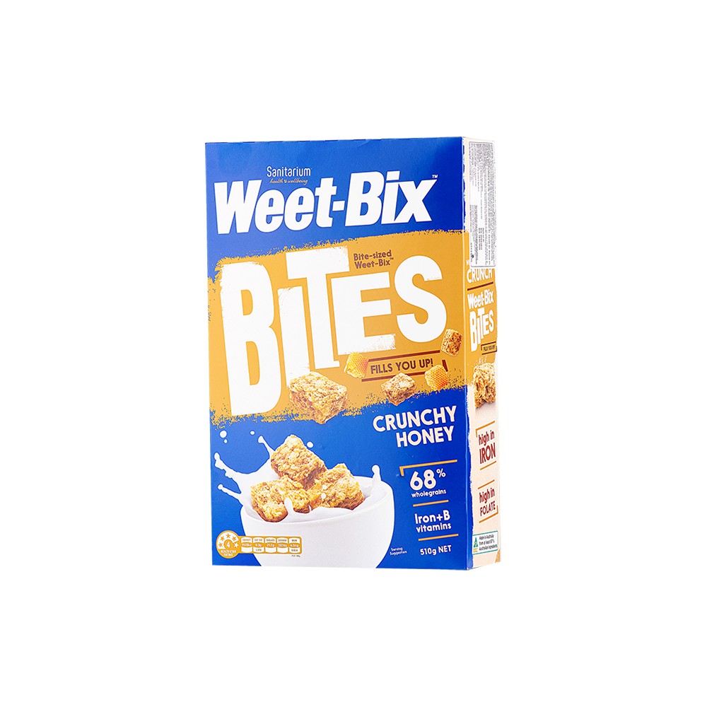 Hộp bánh ngũ cốc mật ong giòn Weet Bix Úc 510g, làm từ lúa mì nguyên chất, giàu vitamin chất xơ