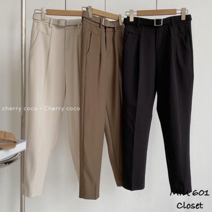 Quần baggy vải kèm đai hàng QC