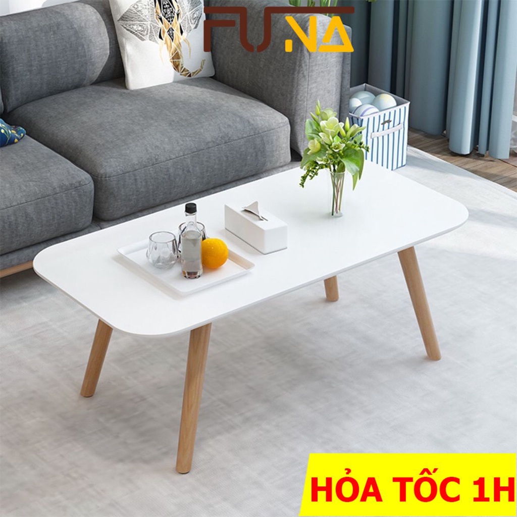 Bàn Trà Sofa/Cafe FUNA Hình Chữ Nhật Mặt Bàn Bo Góc Mềm Mại Chân Gỗ Tự Nhiên Cao Tựa Bệt 30cm hoặc Cao 40cm - BT02