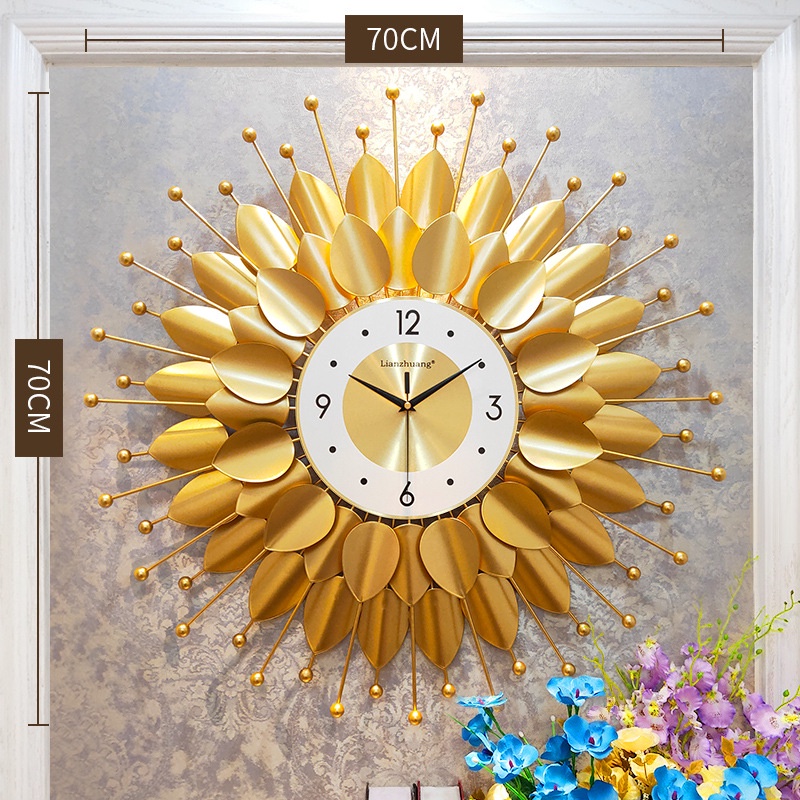Đồng hồ treo tường phòng khách mặt trời SENCOM, đồng hồ trang trí decor đẹp sang trọng - 508