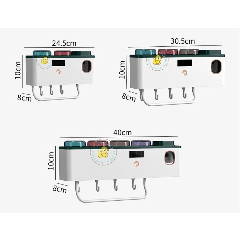 Giá để bàn chải và kem đánh răng gắn tường có tia cực tím khử khuẩn thông minh không cần khoan tường