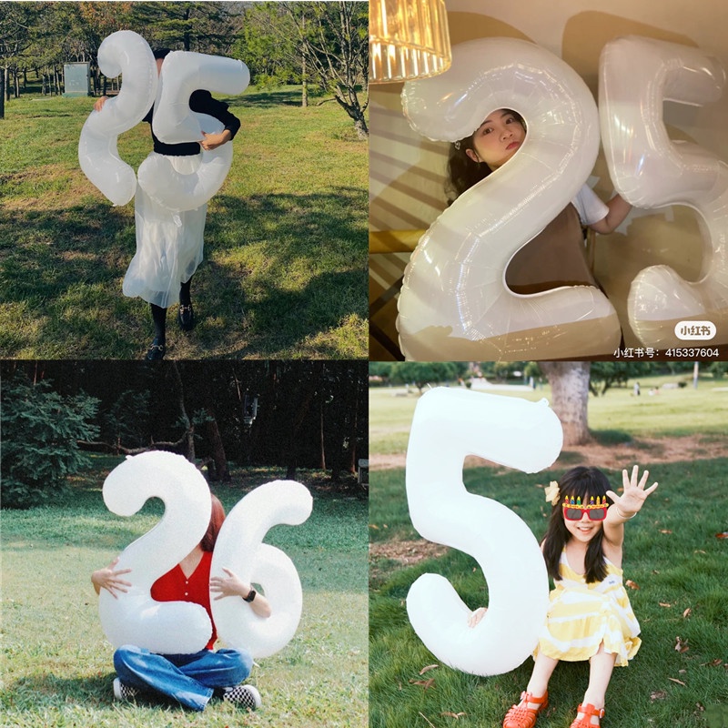 Bong Bóng Lá Nhôm 32 Inch Màu Trắng Dùng Trang Trí Tiệc Sinh Nhật/Đám Cưới