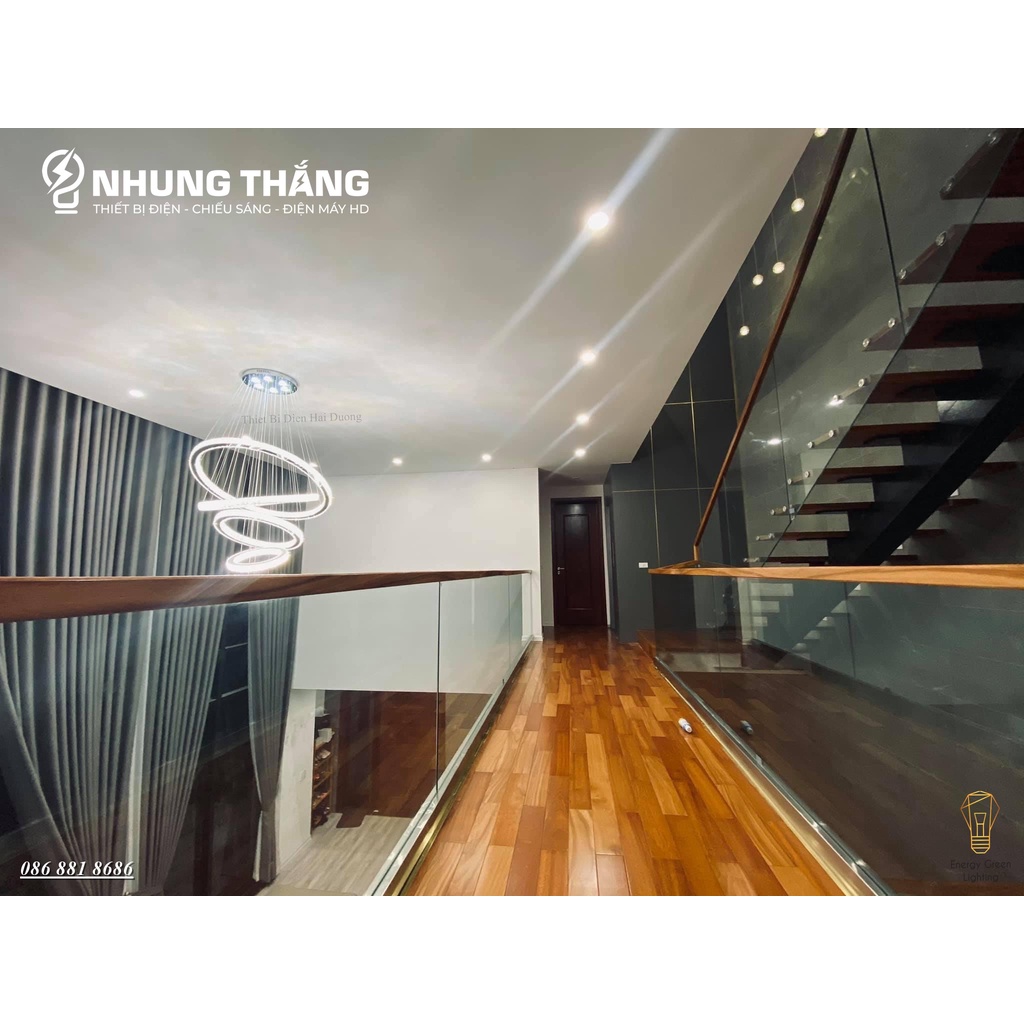 Đèn Thả Trần 5 Vòng Pha Lê CD-111 Decor Vintage - Đế Đèn Tích Hợp 10 Đèn Phát Sáng - Điều Khiển Từ Xa - Hẹn giờ Tắt