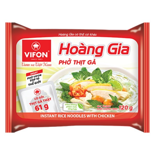 Thùng 15 Gói Phở bò Hoàng Gia Có Thịt Thật VIFON 120g/Gói (có thùng mix 7 vị)