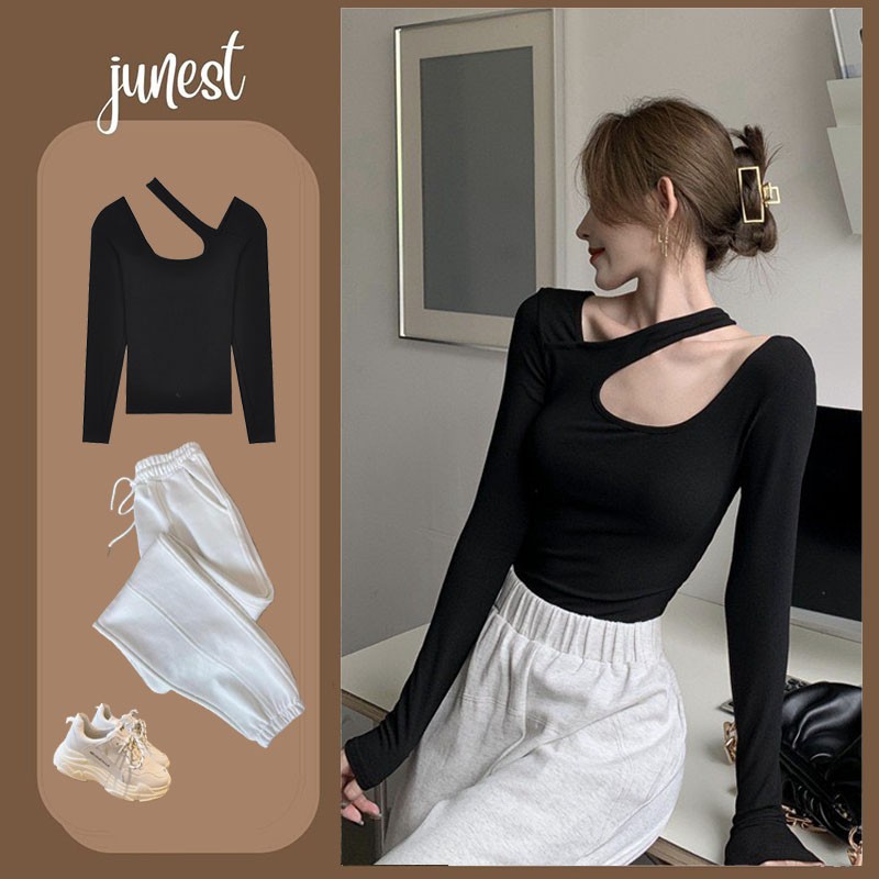 Áo cotton body dài tay dây chéo cổ , chất thun co giãn mềm mịn, 2 màu cực xinh [ Có Sẵn ]