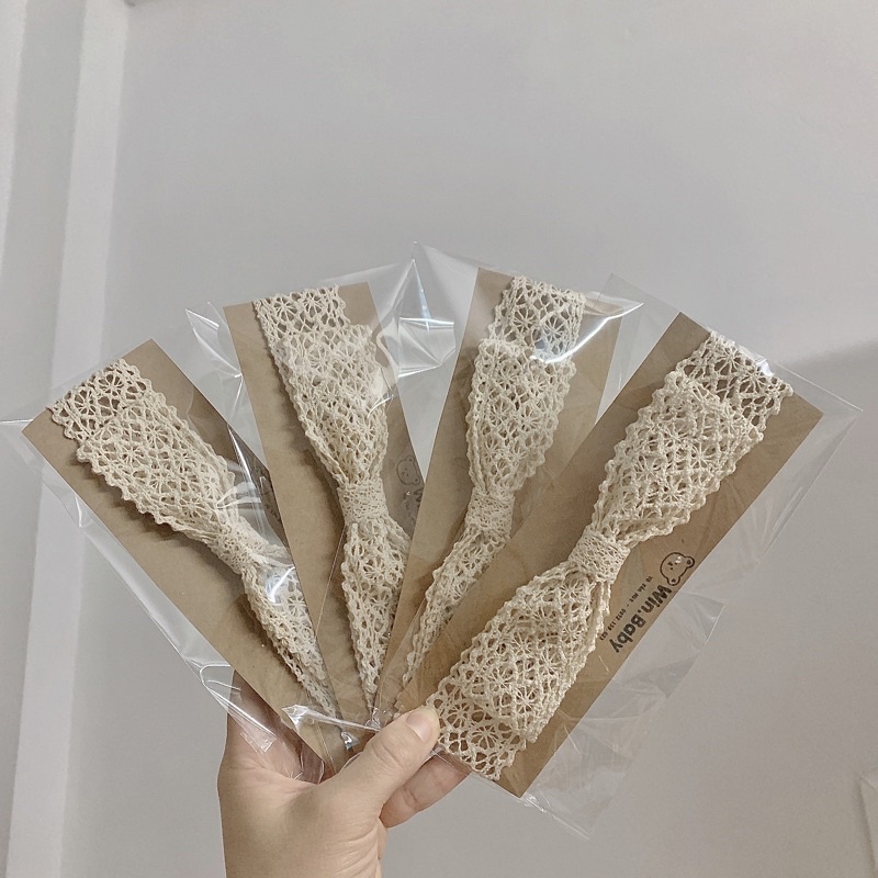 Turban/ Bờm ren màu beige hàn quốc cho bé