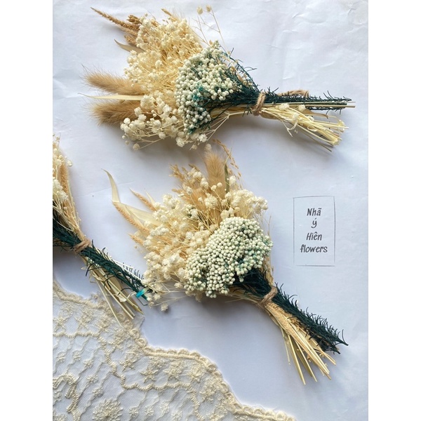 Bó hoa khô cầm tay mini, Hoa khô vintage chụp ảnh, trang trí nhà cửa