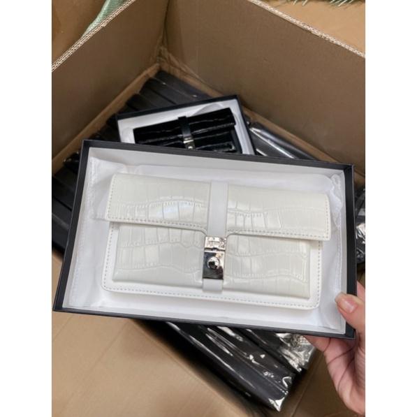 Túi pê rô vân rắn khoá tròn kèm hộp size 20 hàng QC cao cấp