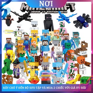 Lego Minecraft 2020 Dân làng Aberdeen xây dựng khối phản diện vũ khí áo giáp kim cương Steve Witch Villager