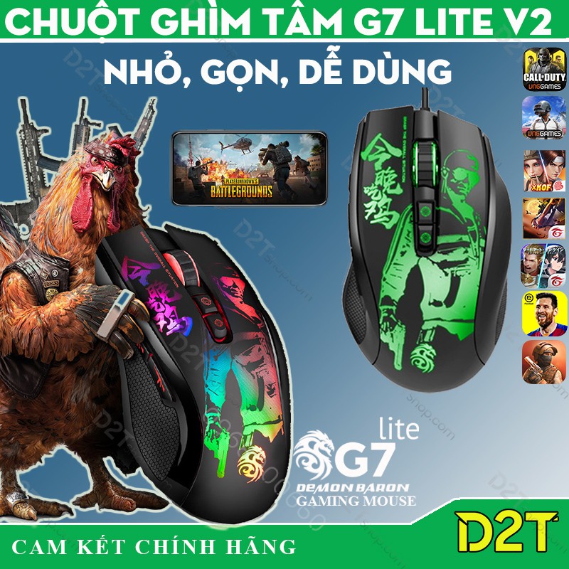 Chuột gaming G7 Lite V2  | PHIÊN BẢN MỚI | Hỗ trợ ghìm tâm PUBG, Led RGB 8 nút Autotap, ghìm tâm trên Mobile, PC