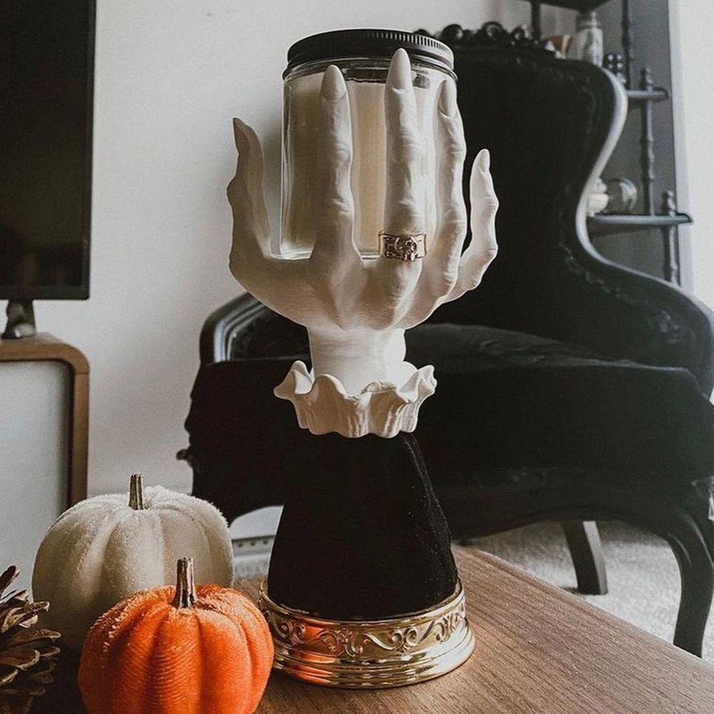 YIYU Giá Đỡ Đèn Cầy Hình Bàn Tay Phù Thủy Màu Vàng Phong Cách Gothic