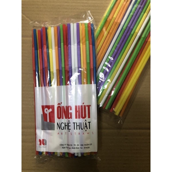 ống hút cong nghệ thuật đủ màu dùng 1 lần