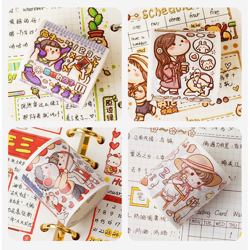 Cuộn băng keo giấy in hình nhân vật hoạt hình diy