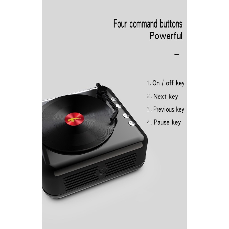 Loa Bluetooth không dây hỗ trợ FM / card TF có cổng sạc USB nhỏ gọn theo phong cách retro độc đáo