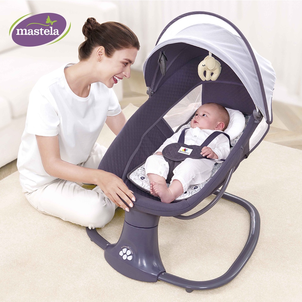 [ẢNH THẬT + VIDEO] Nôi điện cho bé Mastela 8107/8108 kết hợp ghế ngồi thư giãn cho bé đọc sách - Điều khiển từ xa